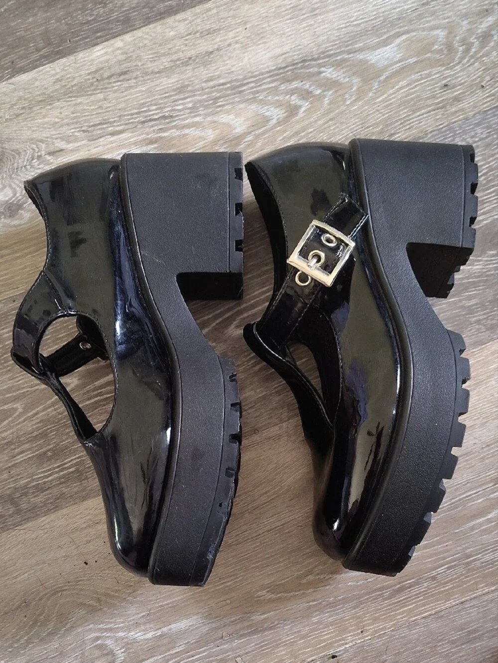 Hot Topic Black Patent T-Strap Platform Mary Janes
